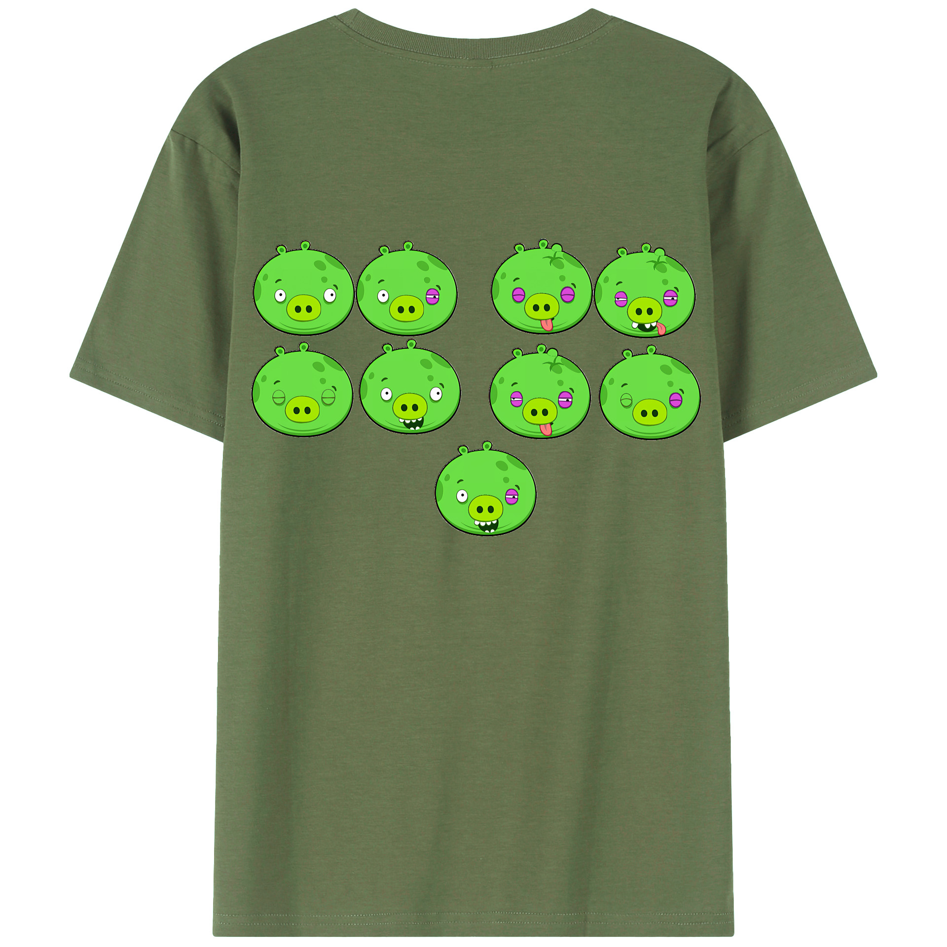 （画像用） Angry Birds アングリーバード 綿100％ メンズ半袖Tシャツ（バックプリント） 通気性